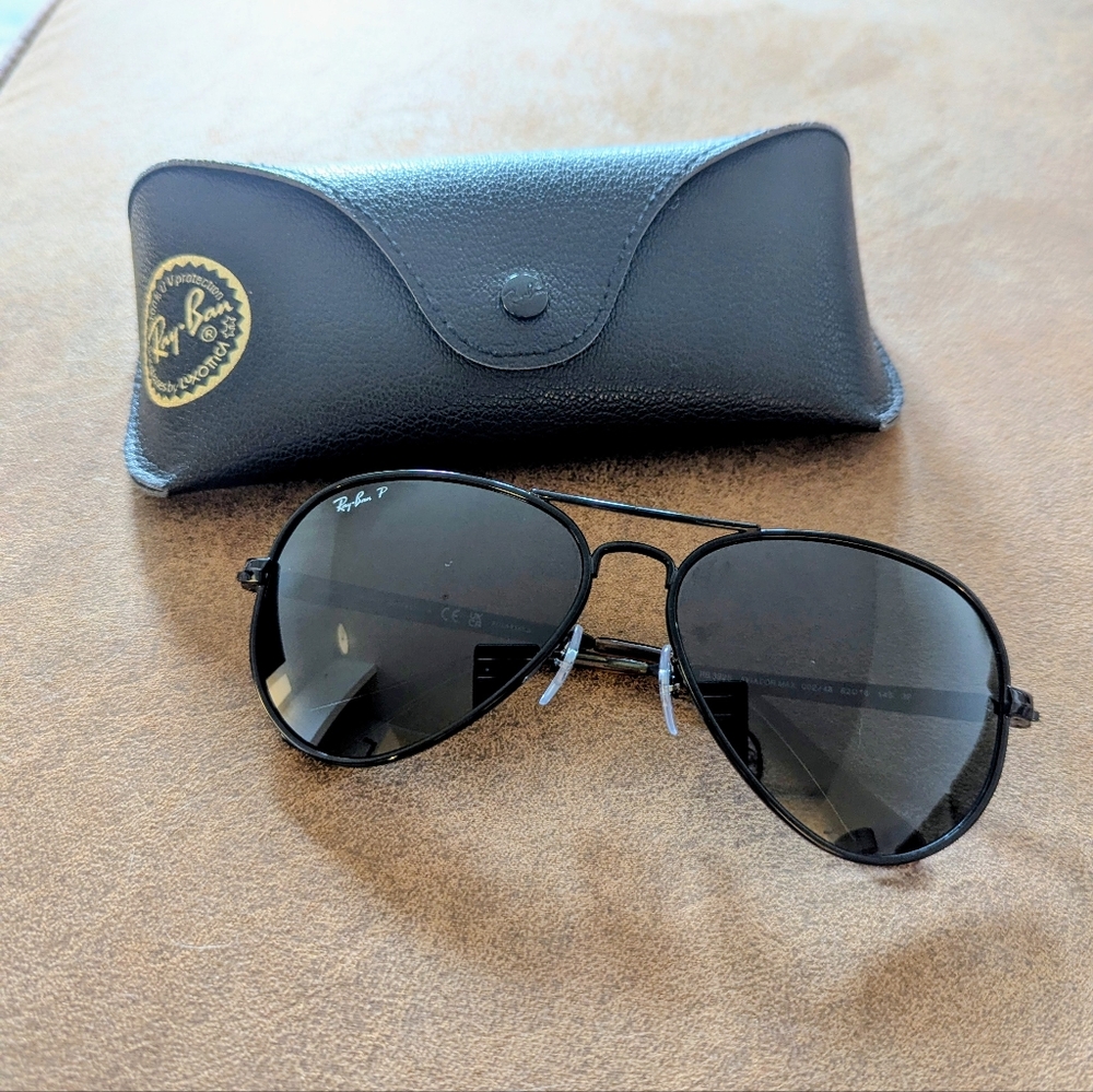 Ray-Ban Aviator Max - Polished Black Frame with Black Polarized Lens